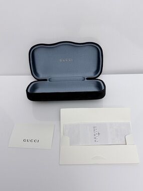 Gucci Black Velvet Eyeglass Case Blue Lining Authentic